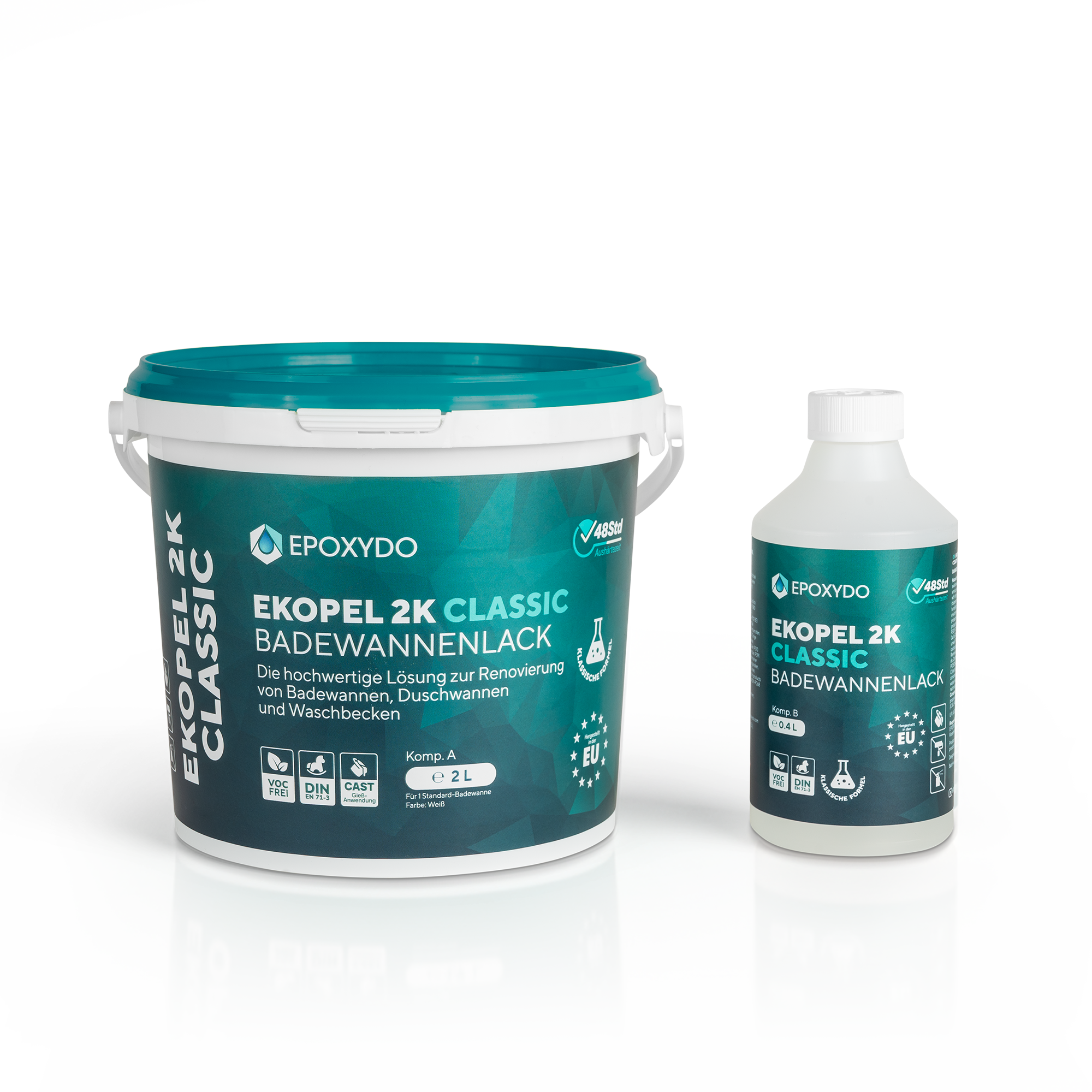 EKOPEL 2K-CLASSIC Badewannenlack. Komplettset. Aushärtungszeit 48H.